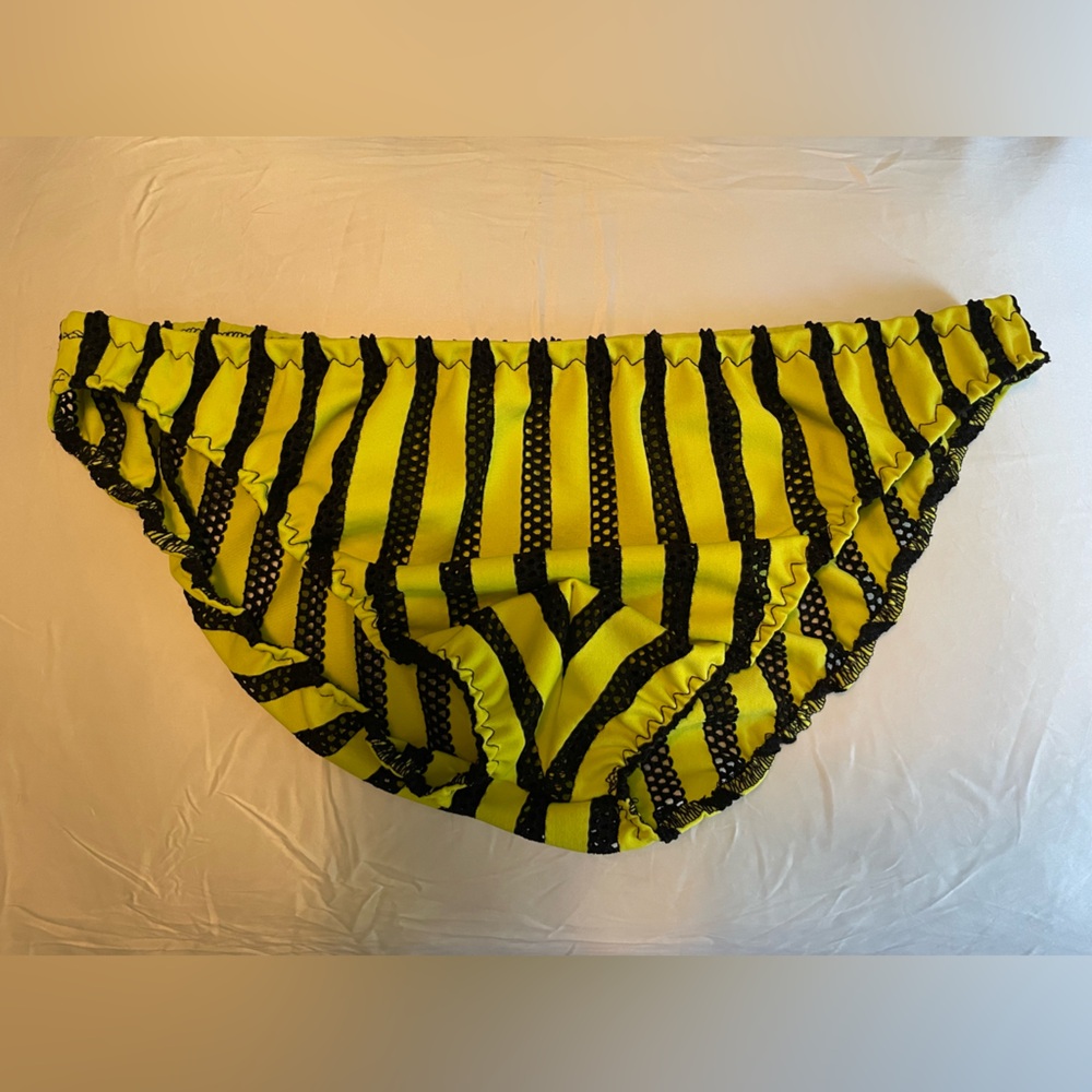 Striped Yellow and Black Men's Swim Briefs - Picture 6 of 7